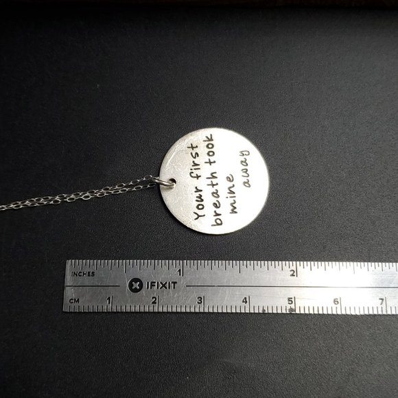 20 Inch Sterling Silver Your First Breath Took Mine Away Necklace - Picture 5 of 6